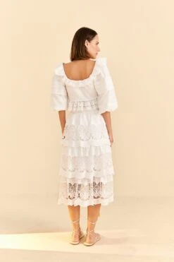 Farm Rio White Lace Midi Skirt -Farm Rio Dress Shop 310676 04