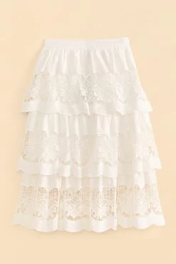 Farm Rio White Lace Midi Skirt -Farm Rio Dress Shop 310676 06