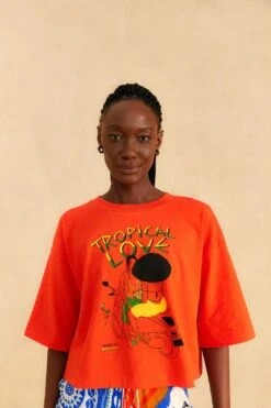Farm Rio Orange Tropical Love Organic Cotton T-Shirt