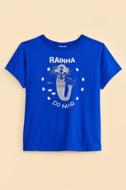 Farm Rio Blue Rainha Do Mar Organic Cotton T-Shirt -Farm Rio Dress Shop 310682 06