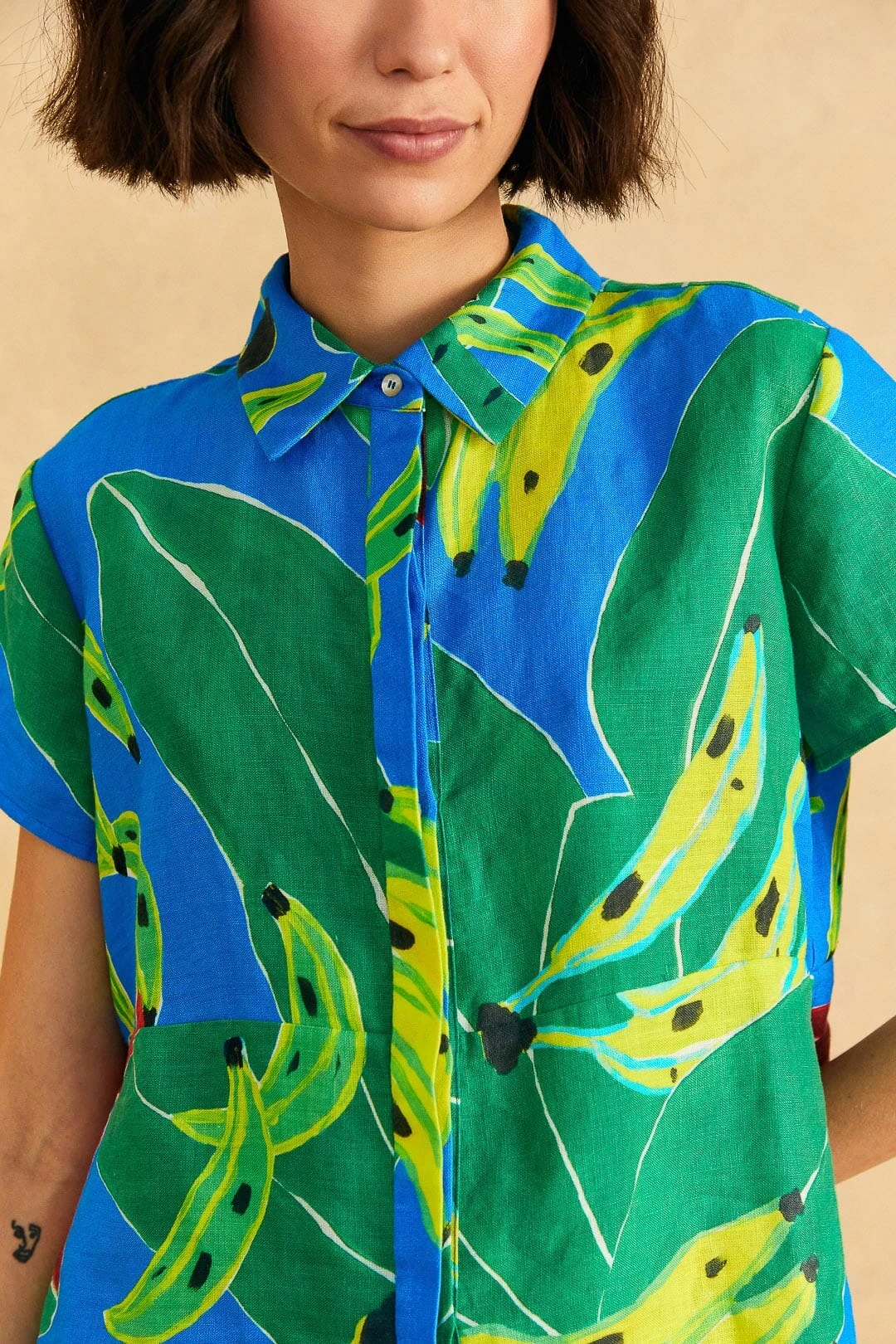 Farm Rio Blue Banana Leaves Shirt 5 Farm Rio Blue Banana Leaves Shirt - Image 3