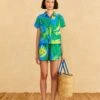 Farm Rio Blue Banana Leaves Shorts