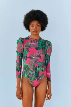 Farm Rio Pink Leaves Oganic Cotton Bodysuit -Farm Rio Dress Shop 311367 02