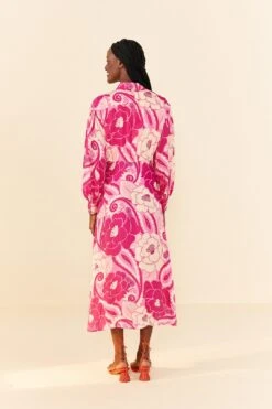 Farm Rio Pink Tropical Groove Midi Dress -Farm Rio Dress Shop 311372 03