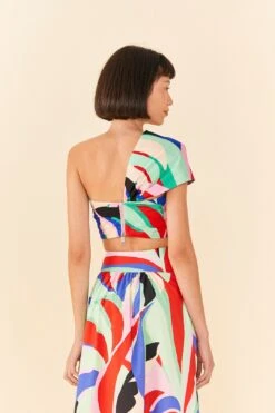 Farm Rio Colorful Monstera Organic Cotton Crop Top -Farm Rio Dress Shop 311378 03