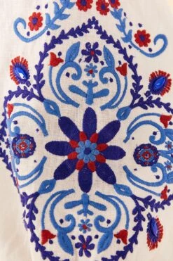 Farm Rio Off-White Navy Embroidery Mini Dress -Farm Rio Dress Shop 311390 05