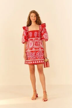 Farm Rio Red Summer Sunrise Organic Cotton Mini Dress -Farm Rio Dress Shop 311432 02