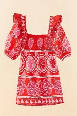 Farm Rio Red Summer Sunrise Organic Cotton Mini Dress -Farm Rio Dress Shop 311432 06