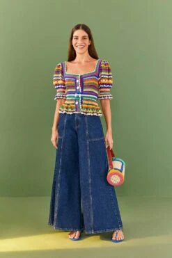 Farm Rio Multi Stitches Crochet Blouse