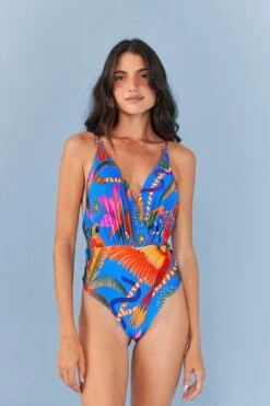 Farm Rio Blue Macaw Party One Piece Swimsuit -Farm Rio Dress Shop 311701 04