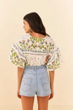 Farm Rio Summer Garden Embroidered Denim Shorts 11 Farm Rio Summer Garden Embroidered Denim Shorts -Farm Rio Dress Shop 311873 04