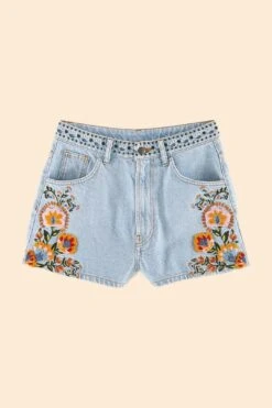Farm Rio Summer Garden Embroidered Denim Shorts 13 Farm Rio Summer Garden Embroidered Denim Shorts -Farm Rio Dress Shop 311873 06