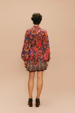 Farm Rio Brown Bright Flora Long Sleeve Mini Dress 12 Farm Rio Brown Bright Flora Long Sleeve Mini Dress -Farm Rio Dress Shop 311972 04