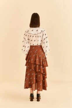 Farm Rio Caramel Embroidered Horses Layered Maxi Skirt -Farm Rio Dress Shop 311980 03