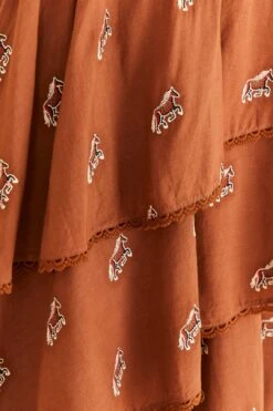 Farm Rio Caramel Embroidered Horses Layered Maxi Skirt -Farm Rio Dress Shop 311980 04