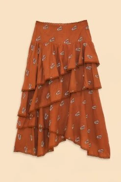 Farm Rio Caramel Embroidered Horses Layered Maxi Skirt -Farm Rio Dress Shop 311980 05