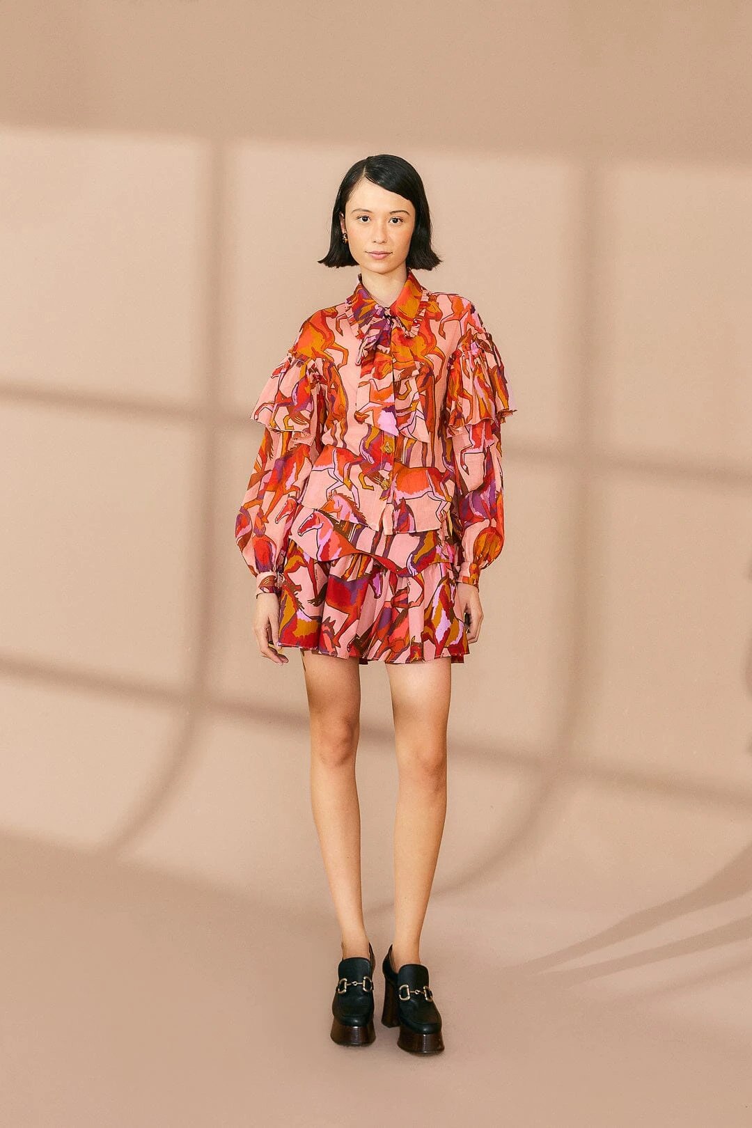 Farm Rio Rose Wild Horses Tiered Mini Skirt 3 Farm Rio Rose Wild Horses Tiered Mini Skirt - Image 2