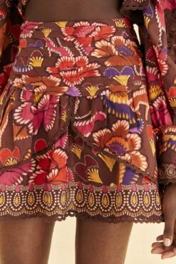 Farm Rio Brown Bright Flora Mini Skirt -Farm Rio Dress Shop 312014 03