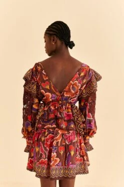 Farm Rio Brown Bright Flora Mini Skirt -Farm Rio Dress Shop 312014 04