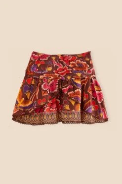 Farm Rio Brown Bright Flora Mini Skirt -Farm Rio Dress Shop 312014 06