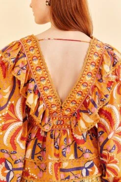 Farm Rio Yellow Palms Party Ruffle Blouse -Farm Rio Dress Shop 312021 05