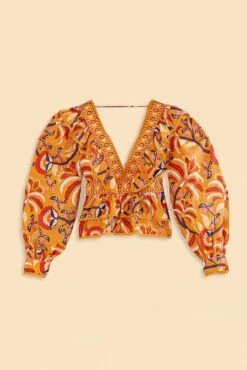 Farm Rio Yellow Palms Party Ruffle Blouse -Farm Rio Dress Shop 312021 07