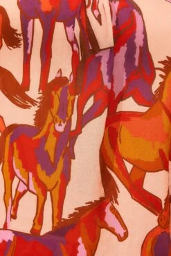 Farm Rio Rose Wild Horses Bow Neck Tie Blouse -Farm Rio Dress Shop 312022 05