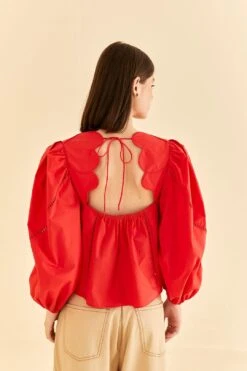 Farm Rio Red Heart Shaped Neckline Blouse -Farm Rio Dress Shop 312025 04