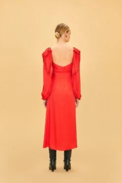 Farm Rio Red Heart Shaped Neckline Long Sleeve Midi Dress 11 Farm Rio Red Heart Shaped Neckline Long Sleeve Midi Dress -Farm Rio Dress Shop 312027 03
