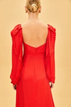 Farm Rio Red Heart Shaped Neckline Long Sleeve Midi Dress 13 Farm Rio Red Heart Shaped Neckline Long Sleeve Midi Dress -Farm Rio Dress Shop 312027 05