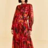 Farm Rio Red Rooster Leaves Long Sleeve Maxi Dress 2 Farm Rio Red Rooster Leaves Long Sleeve Maxi Dress -Farm Rio Dress Shop 312034 03