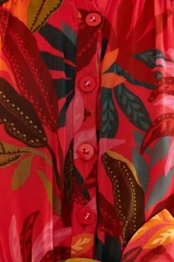 Farm Rio Red Rooster Leaves Long Sleeve Maxi Dress -Farm Rio Dress Shop 312034 05