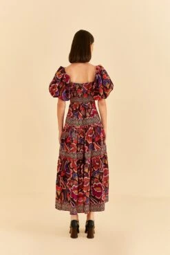 Farm Rio Brown Bright Flora Short Sleeve Midi Dress 12 Farm Rio Brown Bright Flora Short Sleeve Midi Dress -Farm Rio Dress Shop 312040 04