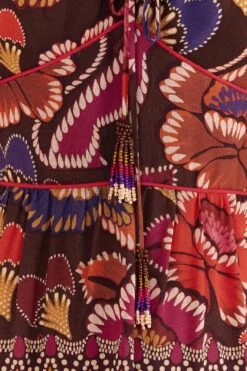 Farm Rio Brown Bright Flora Short Sleeve Midi Dress 14 Farm Rio Brown Bright Flora Short Sleeve Midi Dress -Farm Rio Dress Shop 312040 06