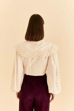 Farm Rio Off-White Richelieu Big Collar Blouse -Farm Rio Dress Shop 312044 04
