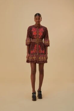 Farm Rio Brown Bright Flora Short Sleeve Mini Dress 9 Farm Rio Brown Bright Flora Short Sleeve Mini Dress -Farm Rio Dress Shop 312050 03