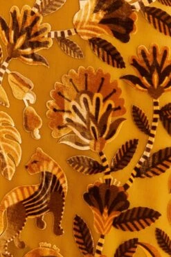 Farm Rio Golden Yellow Velvet One Shoulder Fringe Dress -Farm Rio Dress Shop 312168 05