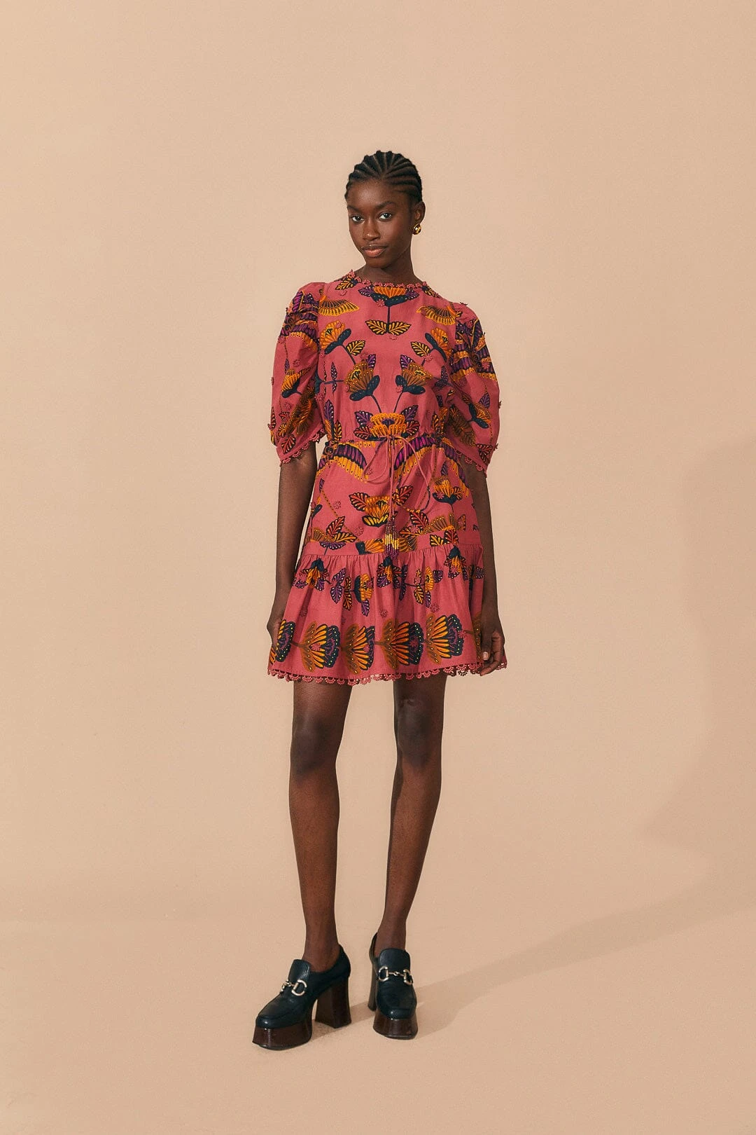 Farm Rio Blush Living Bloom Short Sleeve Mini Dress 3 Farm Rio Blush Living Bloom Short Sleeve Mini Dress