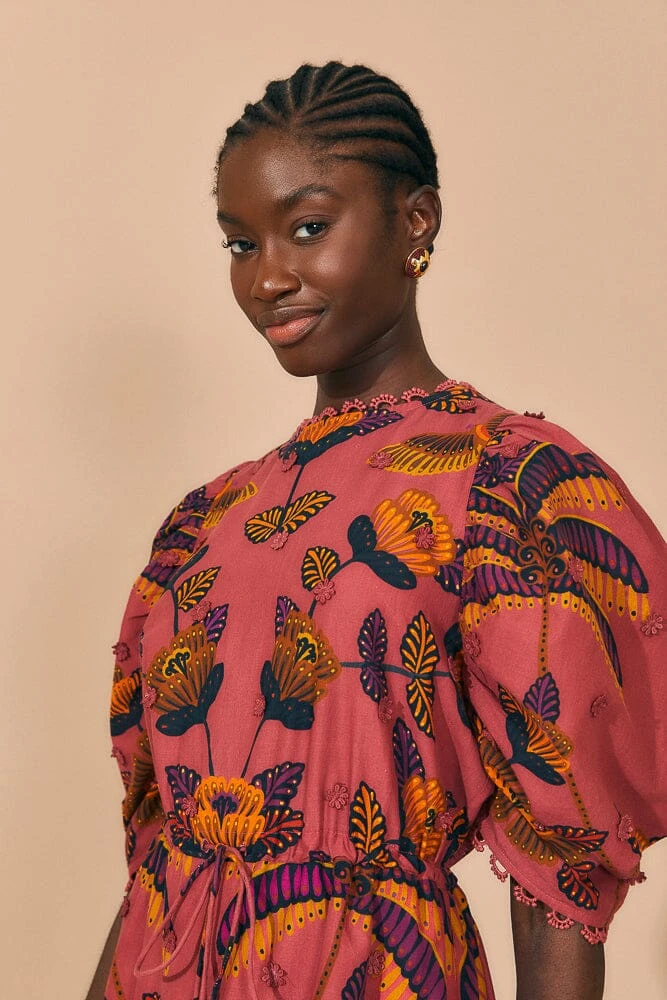 Farm Rio Blush Living Bloom Short Sleeve Mini Dress 4 Farm Rio Blush Living Bloom Short Sleeve Mini Dress - Image 2