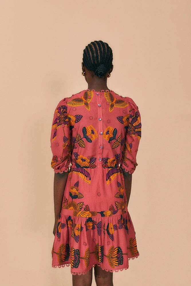 Farm Rio Blush Living Bloom Short Sleeve Mini Dress 5 Farm Rio Blush Living Bloom Short Sleeve Mini Dress - Image 3