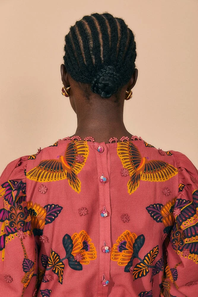 Farm Rio Blush Living Bloom Short Sleeve Mini Dress 6 Farm Rio Blush Living Bloom Short Sleeve Mini Dress - Image 4