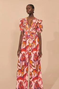 Farm Rio Rose Wild Horses Pleated Short Sleeve Jumpsuit 11 Farm Rio Rose Wild Horses Pleated Short Sleeve Jumpsuit -Farm Rio Dress Shop 312232 02 1