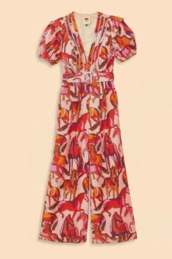 Farm Rio Rose Wild Horses Pleated Short Sleeve Jumpsuit 15 Farm Rio Rose Wild Horses Pleated Short Sleeve Jumpsuit -Farm Rio Dress Shop 312232 06 1