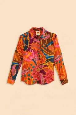Farm Rio Vintage Wave Multicolor Long Sleeve Shirt -Farm Rio Dress Shop 312273 06
