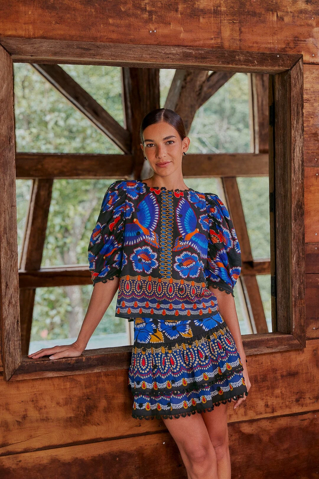 Farm Rio Black Ainika Sparkle Short Sleeve Blouse 3 Farm Rio Black Ainika Sparkle Short Sleeve Blouse