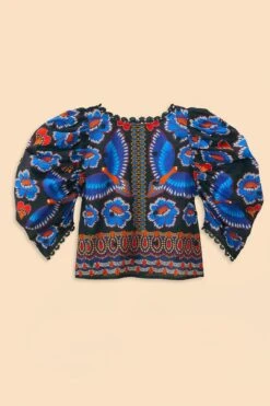 Farm Rio Black Ainika Sparkle Short Sleeve Blouse 12 Farm Rio Black Ainika Sparkle Short Sleeve Blouse -Farm Rio Dress Shop 312281 06