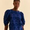 Farm Rio Navy Blue 3d Star Texture Blouse 1 Farm Rio Navy Blue 3d Star Texture Blouse -Farm Rio Dress Shop 312282 01