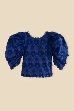 Farm Rio Navy Blue 3d Star Texture Blouse -Farm Rio Dress Shop 312282 07