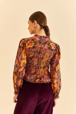 Farm Rio Blush Garden Bloom Smocked Blouse -Farm Rio Dress Shop 312287 03