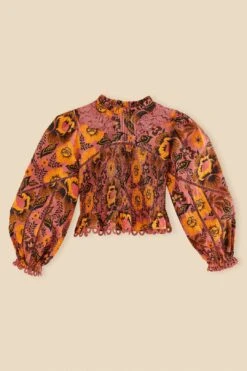 Farm Rio Blush Garden Bloom Smocked Blouse -Farm Rio Dress Shop 312287 06